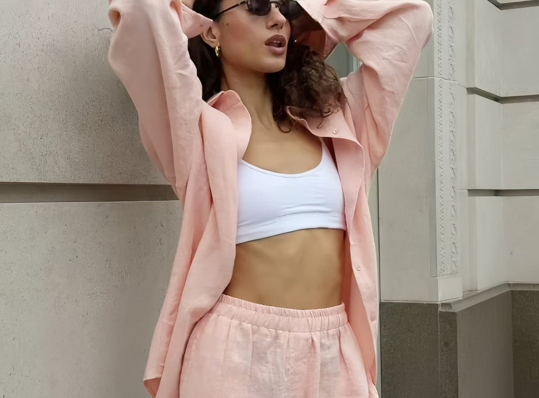 Damen Oversized Hemdblusenkleid mit langen Ärmeln und asymmetrischem Schnitt R&B