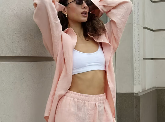 Damen Oversized Hemdblusenkleid mit langen Ärmeln und asymmetrischem Schnitt R&B