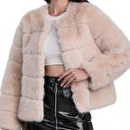 Damen Modischer Kunstfell-Jacke mit strukturiertem Design R&B