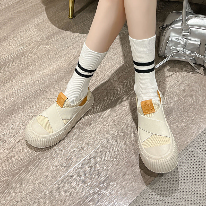Damen Bequeme Slip-On Sneakers mit elastischem Riemen R&B