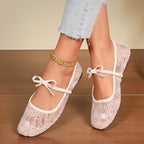 Damen Elegante Ballerinas mit dekorativem Schleifen-Design und glitzernden Applikationen R&B