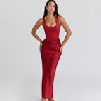 Damen Maxikleid mit figurbetonendem Oberteil und elegantem Drapierungseffekt R&B