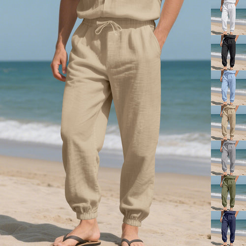 Herren lässige Strandhose mit elastischem Bund und praktischen seitlichen Taschen R&B