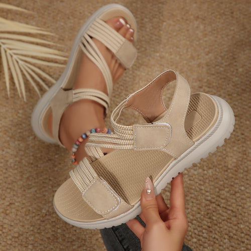 Damen Bequeme Sport-Sandalen mit elastischen Riemen und rutschfester Laufsohle R&B