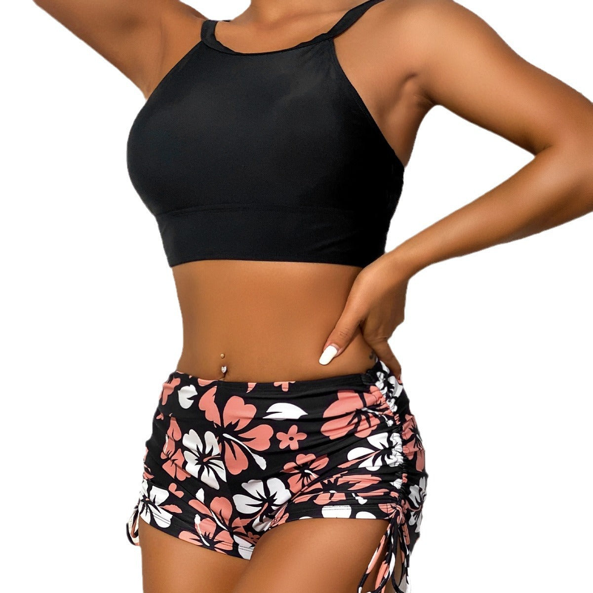 Damen Sport-Bikini-Set mit trendigem Crop-Top und modischen Shorts R&B