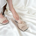 Damen elegante Mules mit geflochtenem Design R&B