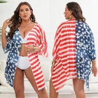 Damen lässiger Strandkimono mit patriotischem Sternen- und Streifenmuster R&B