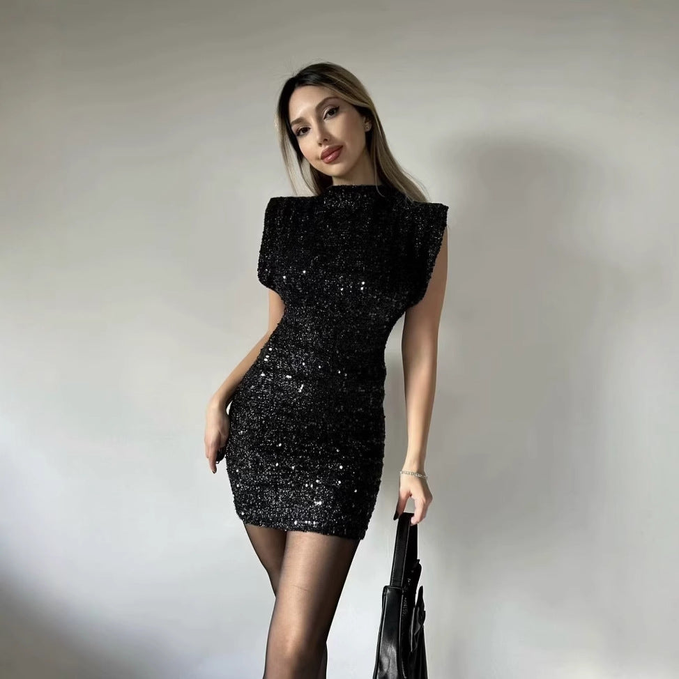 Damen Glamouröses Cocktailkleid mit schimmerndem Paillettenbesatz R&B