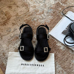 Damen modische Zehentrenner-Sandalen mit eleganten, verstellbaren Riemen und glitzernden Schnallen