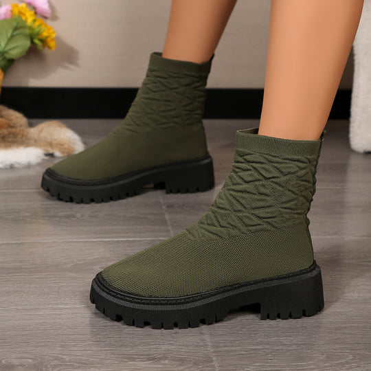 Damen Modische Stiefeletten mit strukturiertem Obermaterial und rutschfester Sohle R&B