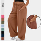 Damen Weite Freizeit-Hose mit elastischem Bund und praktischen Taschen R&B