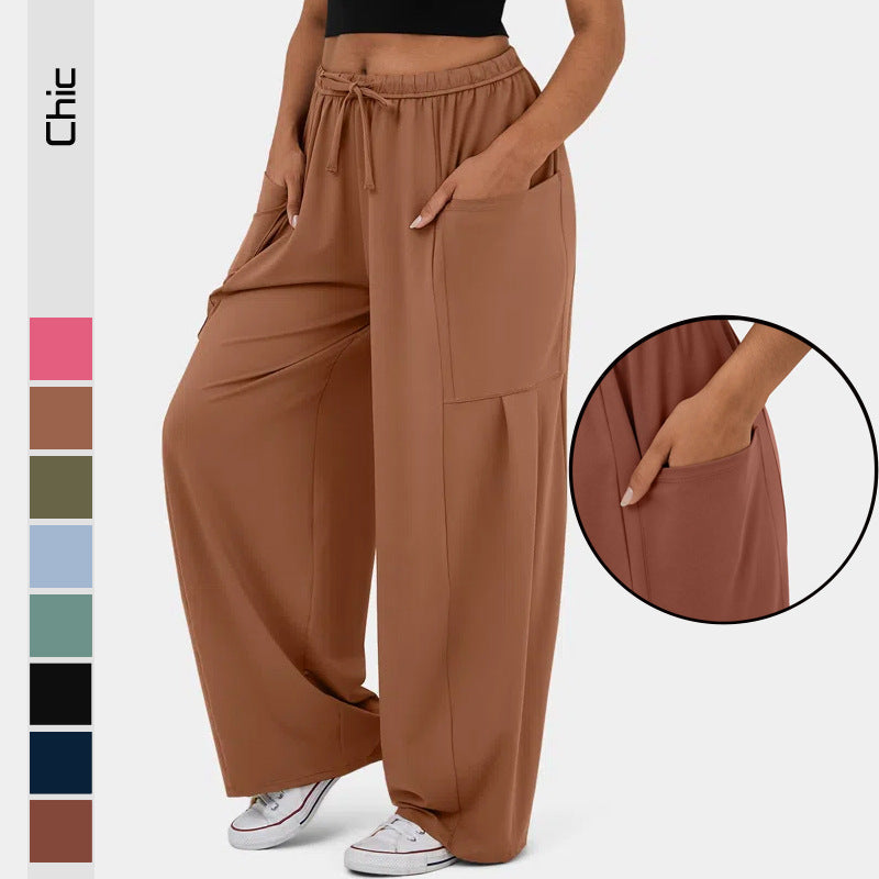 Damen Weite Freizeit-Hose mit elastischem Bund und praktischen Taschen R&B