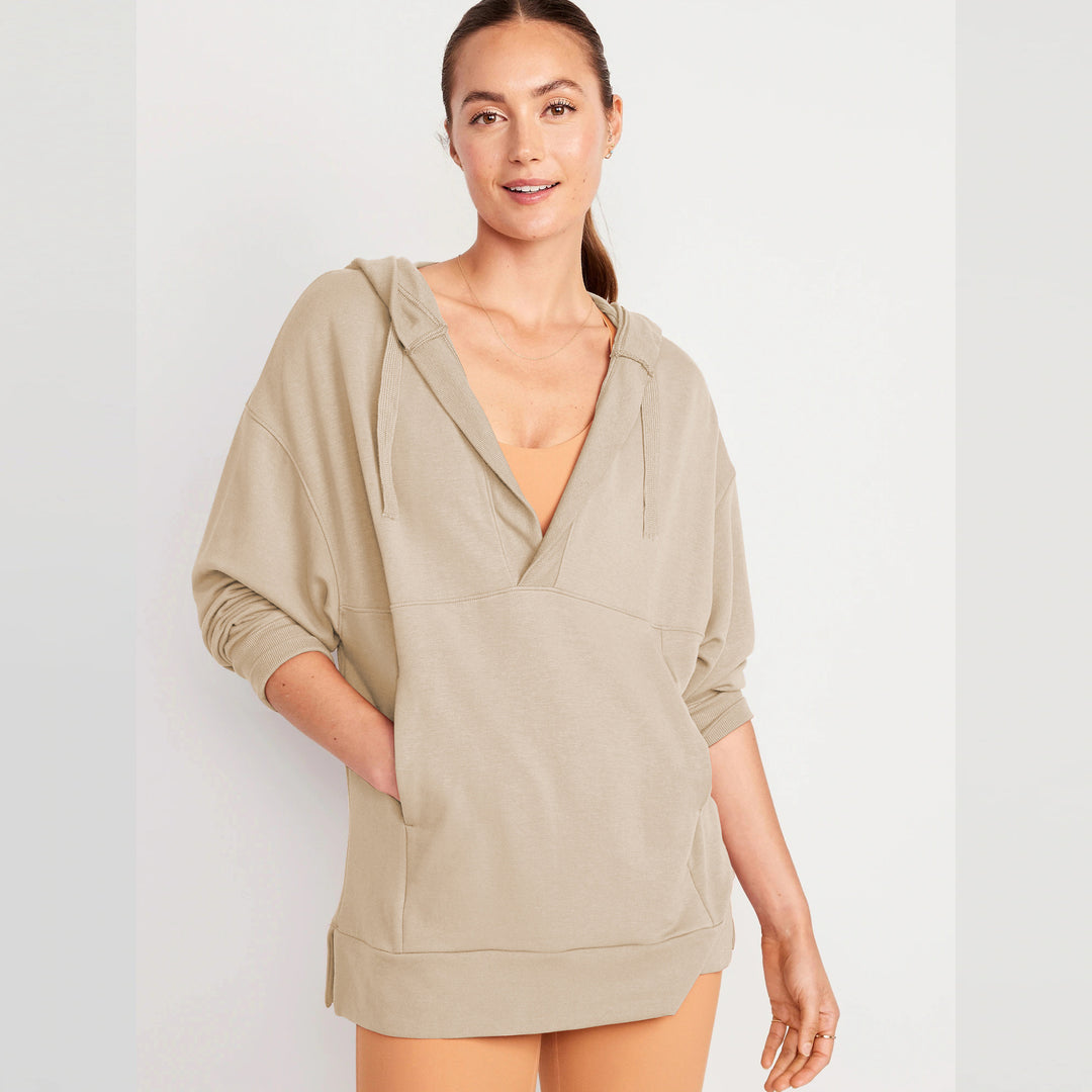 Damen Lässiger Kapuzenpullover mit asymmetrischem Schnitt und praktischen Taschen R&B