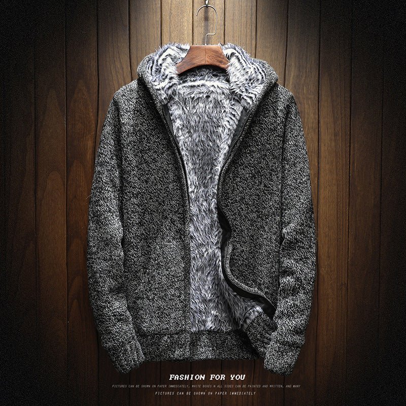 Herren kuschelige Kapuzenjacke mit weichem Innenfutter und seitlichen Eingrifftaschen R&B
