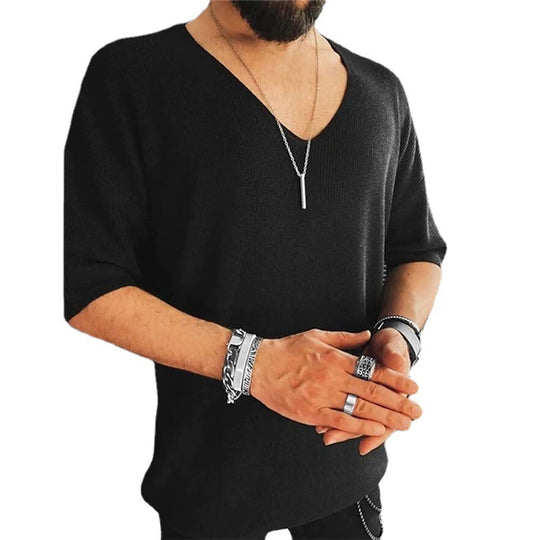 Herren Übergröße V-Ausschnitt Pullover R&B