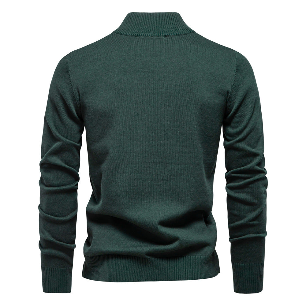 Herren Pullover mit kurzem Reißverschluss und modischem Stehkragen