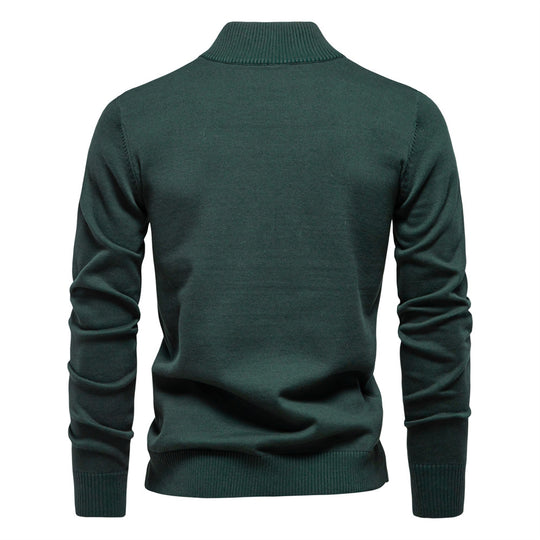 Herren Pullover mit kurzem Reißverschluss und modischem Stehkragen R&B