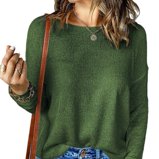 Damen Grober Strickpullover mit weitem Schnitt und dekorativem V-Ausschnitt R&B