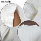 Damen Strickoberteil mit Rüsche und hohem Kragen R&B