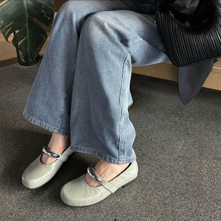 Damen Ballerina-Schuhe mit modischer Schnallenverzierung und pantentlicher Passform R&B