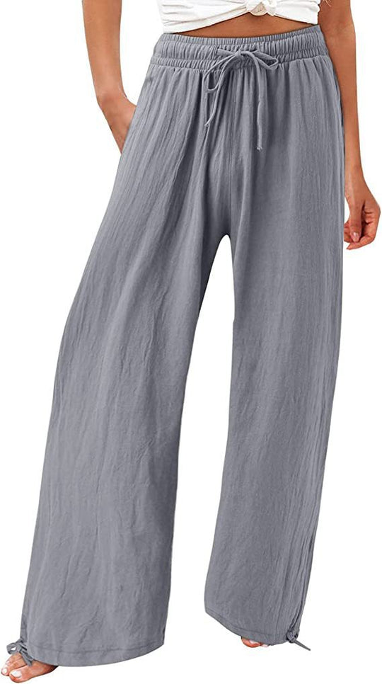 Damen lässige weit geschnittene Sommerhose mit elastischem Bund und praktischen Seitentaschen R&B