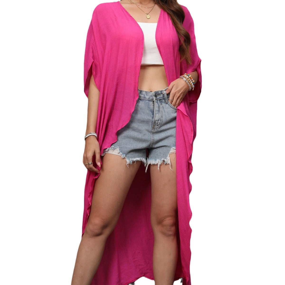 Damen luftiger Strandkimono aus fließender Viskose R&B