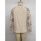 Damen Strickpullover mit modernen Raglanärmeln und floralem Muster R&B