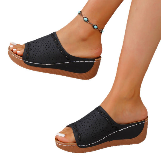 Damen Komfort-Pantoletten mit luftiger Perforation R&B