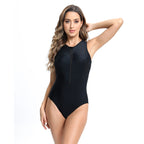 Damen Einteiler Badeanzug mit modernem Reißverschluss und sportlichem Design R&B