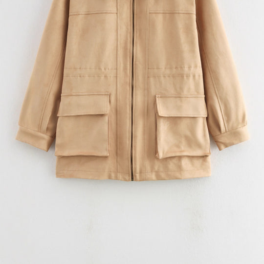 Damen Übergangsjacke mit kragen und praktischen Taschen R&B