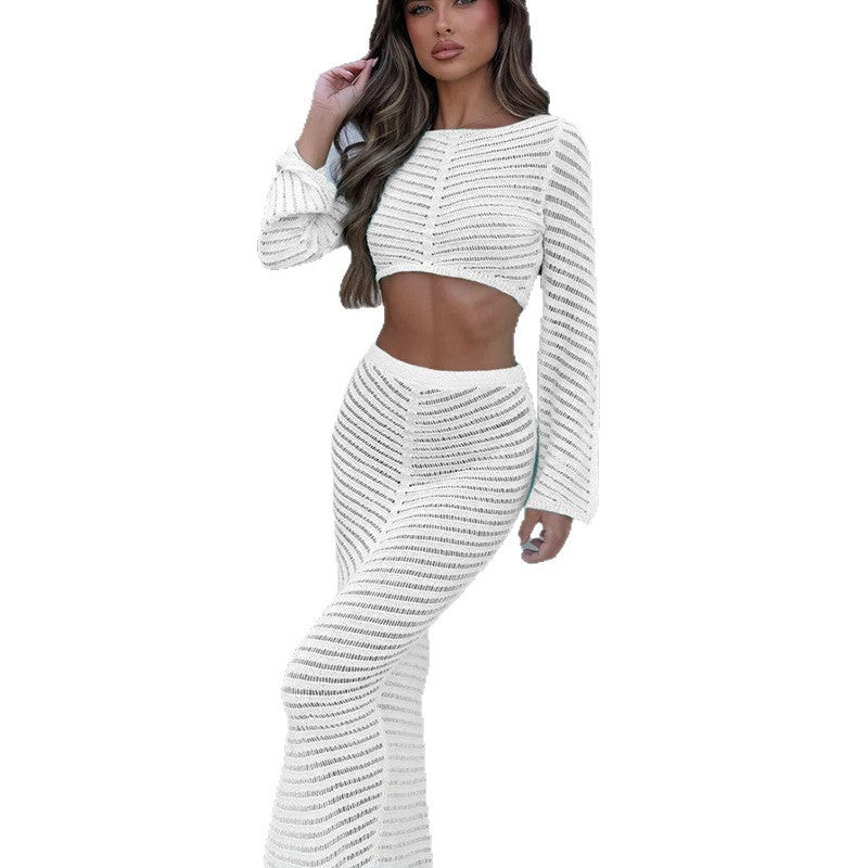 Damen Crop-Top und Maxi-Rock Set R&B