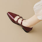 Damen elegante Ballerinas mit doppeltem Riemchen und modischen Schnallen