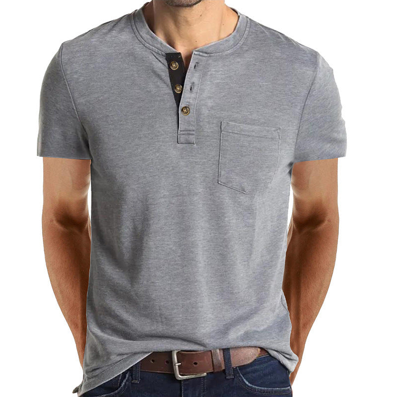 Herren T-Shirt mit strukturiertem Kragen und Brusttasche R&B
