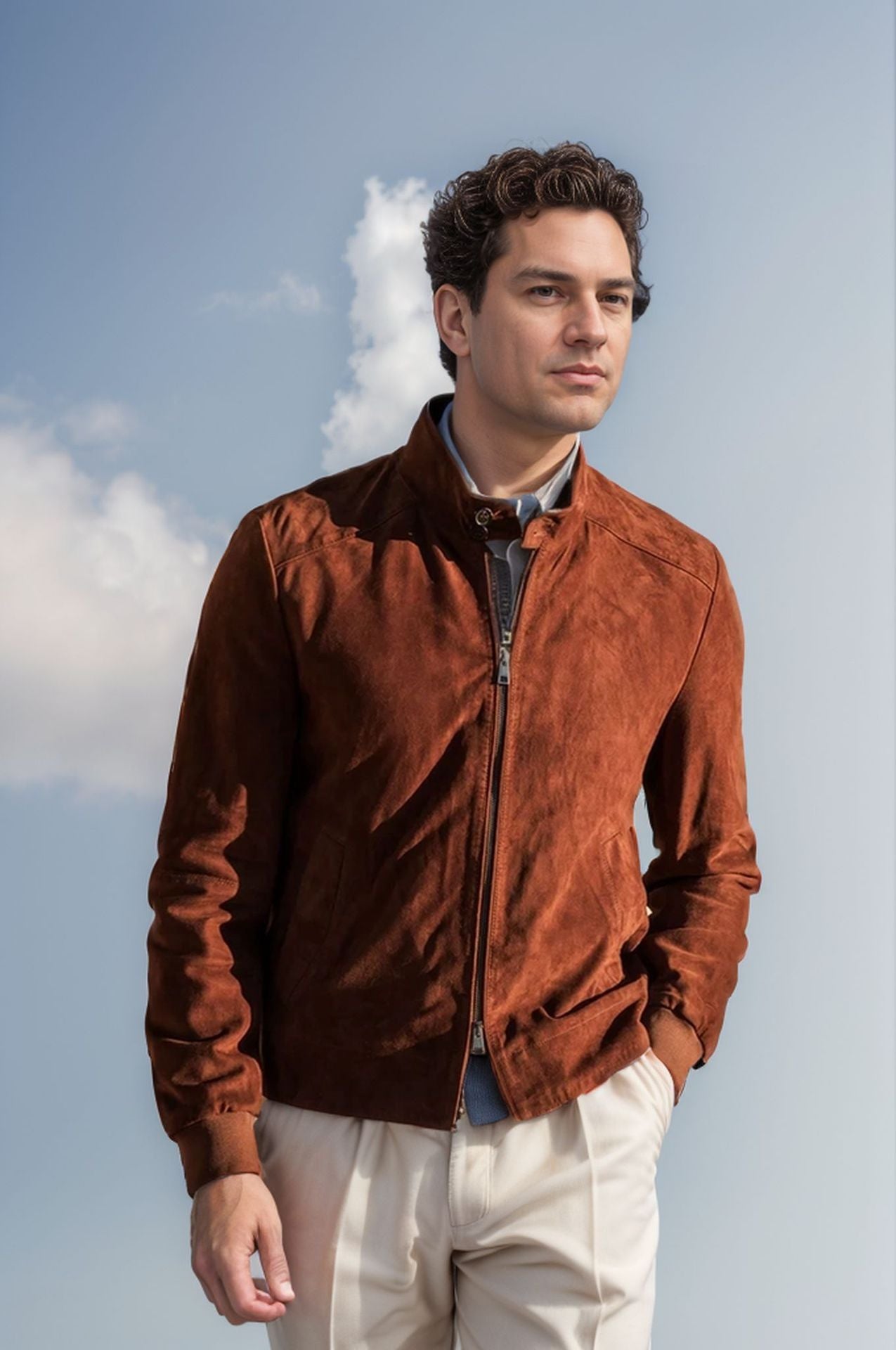Herren Sportliche Leichte Jacke mit modernem Kragen R&B