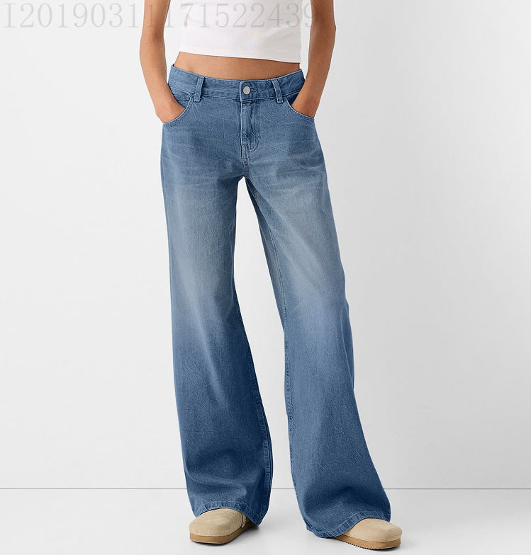 Damen weit geschnittene Jeanshose im Vintage-Stil R&B