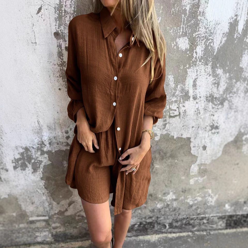 Damen lange Bluse mit durchgehender Knopfleiste und lässigem Schnitt R&B