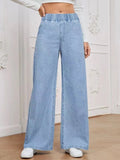 Damen Weite Denim-Hose mit elastischem Bund und lässigem Schnitt R&B