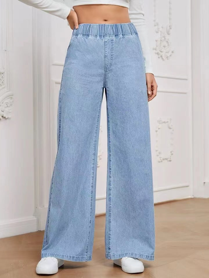 Damen Weite Denim-Hose mit elastischem Bund und lässigem Schnitt R&B