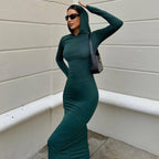 Damen Kapuzenkleid mit langem Schnitt und elegantem Design R&B