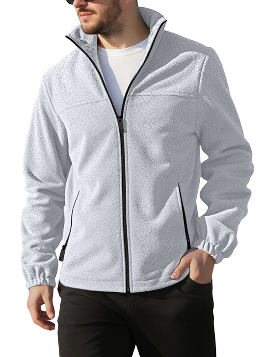 Herren nan warme Fleecejacke mit Reißverschluss, Stehkragen und Reißverschlusstaschen R&B