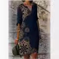 Damen luxuriöses V-Ausschnitt Kleid mit floralem Design und kurzem Ärmel R&B