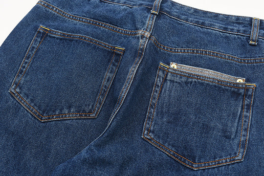 Damen High-Waisted Jeans im Vintage-Stil mit geradem Bein und praktischem Taschendesign R&B
