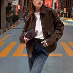 Damen Kunstlederjacke im lässigen Biker-Stil mit dezenten Ziernähten R&B