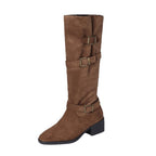 Damen Overknee Stiefel mit modischen Schnallen R&B