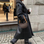 Damen Oversized Kunstledermantel mit strukturiertem Innenfutter R&B