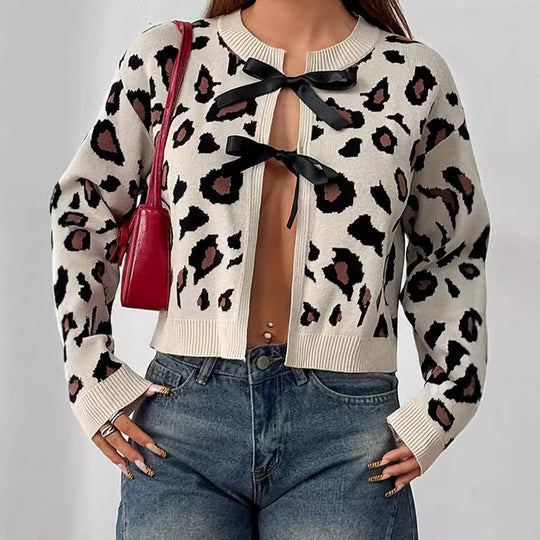 Damen Trendiger Cardigan mit verspielten Schleifen R&B