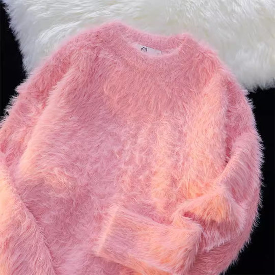 Damen Flauschiger Rundhalspullover R&B