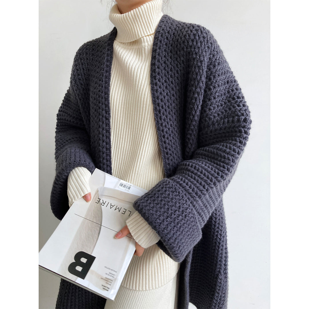 Damen Strickjacke mit offenem Schnitt und Taschen R&B