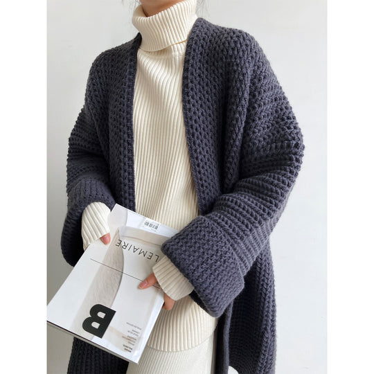 Damen Strickjacke mit offenem Schnitt und Taschen R&B