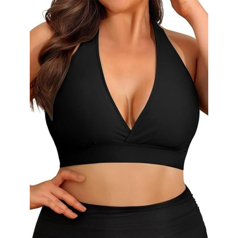 Damen Triangel-Bikini-Oberteil mit tiefem V-Ausschnitt und verstellbaren Trägern R&B